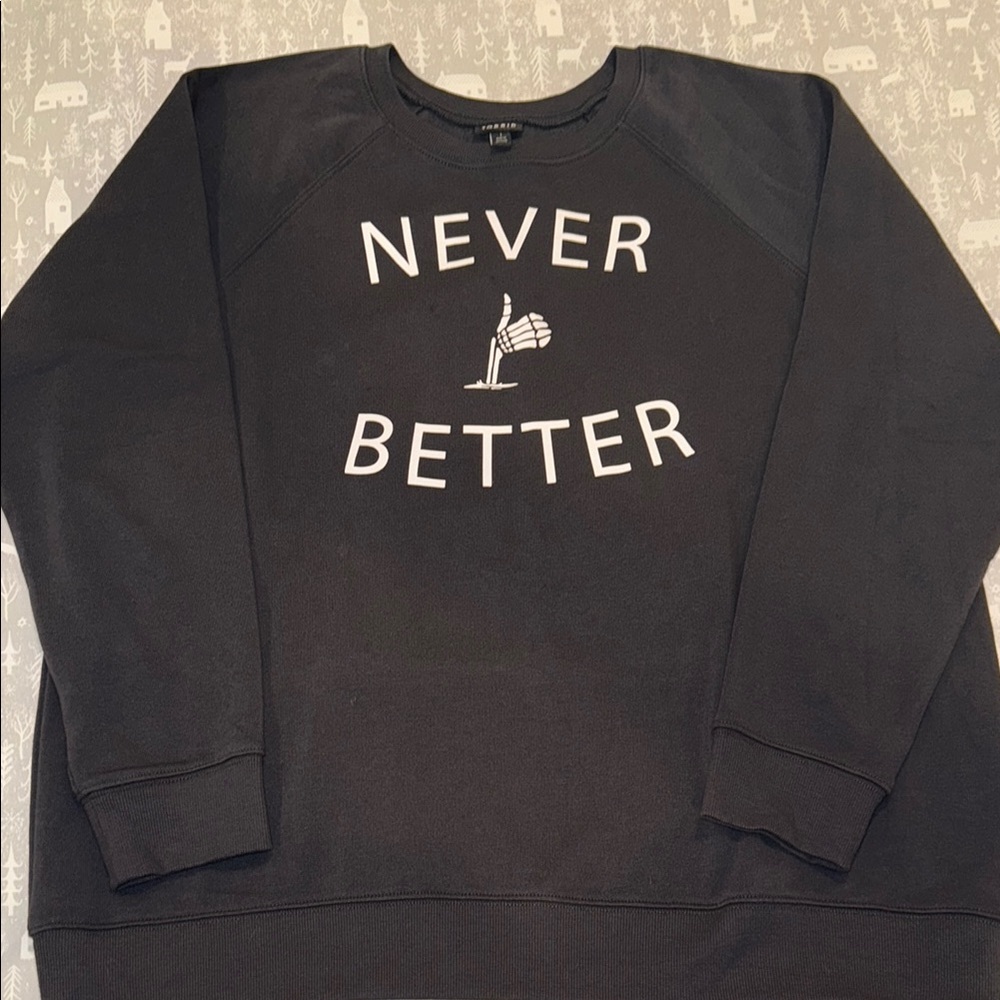 torrid Black Crewneck Sweater with Graphic Print NWOT!